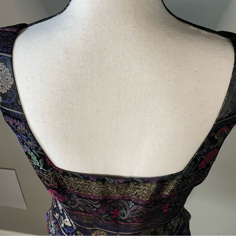 Elegant J.R. Nites Black and Purple Brocade Women's Top - Picture 4 of 13